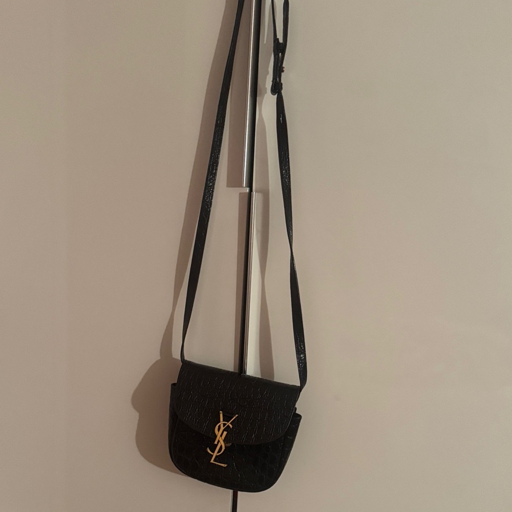 Yves Saint Laurent Kaia Shoulder Crocodile Embossed Leather Small bag